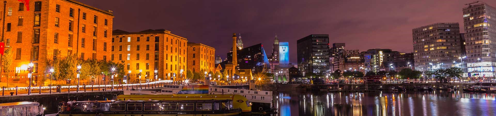 Liverpool docks at night