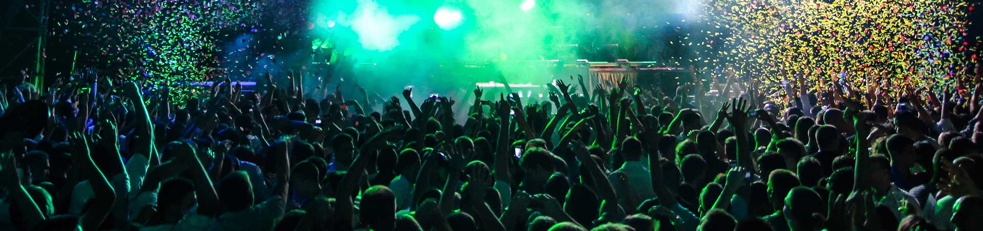 Music fans and confetti