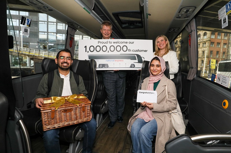 National Express welcomes one millionth customers through Manchester Coach Station