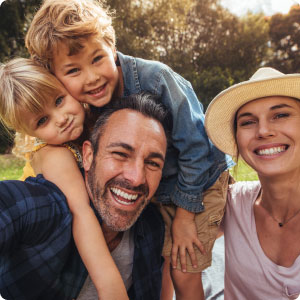 A happy family taking a selfie