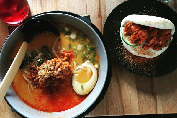 Cocktail beer ramen + bun