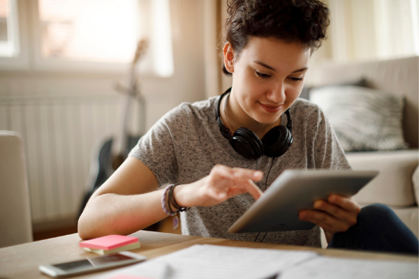 Student on tablet